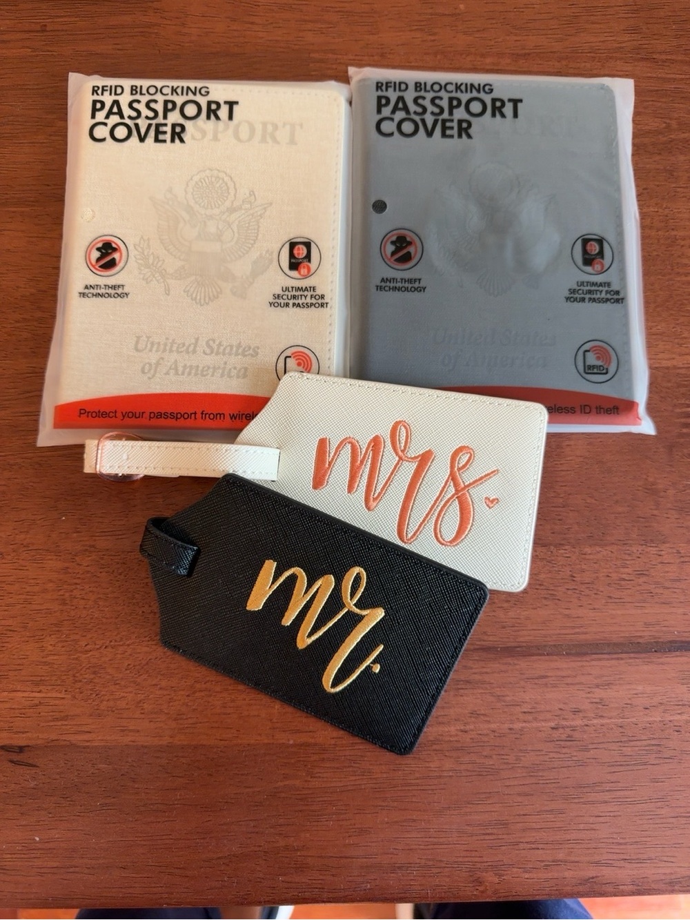 Bride & Groom Honeymoon Travel Set: Passport Covers & Luggage Tags NWT